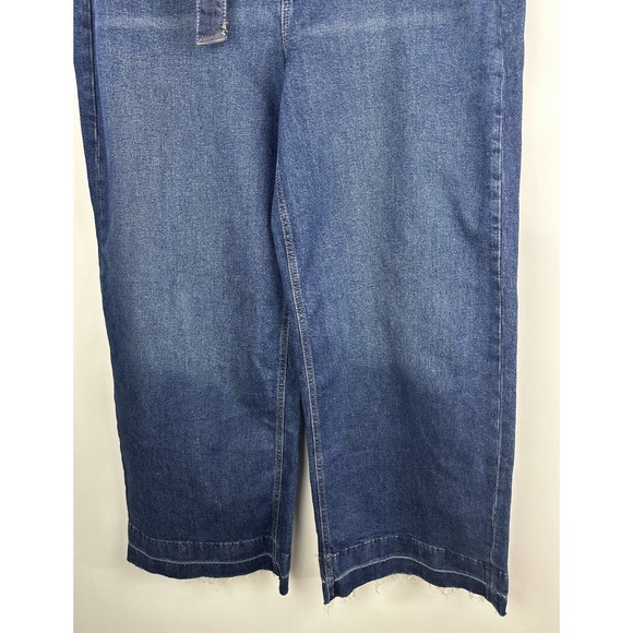 NWT GAP High Rise Stride Belted Wide Leg Jeans Raw Hem Dark Wash Plus Size 34 18 - Picture 4 of 11